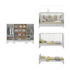Berço 3 Em 1 Para Colchão 130x60cm Com Cômoda 2 Portas 4 Gave