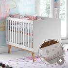 Berço 3 Em 1 Retrô Branco + Kit Berço Amiguinhos Cinza Caroli