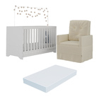 Berço 3x1 Com Colchão Incluso E Poltrona De Amamentação Elza