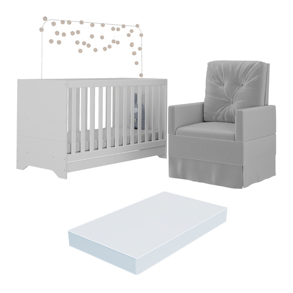 Berço 3x1 Com Colchão Incluso E Poltrona De Amamentação Elza