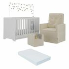 Berço 3x1 Com Colchão Incluso Poltrona De Amamentação E Puff