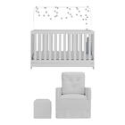 Berço 3x1 Com Poltrona De Amamentação E Puff Multimóveis Mp40