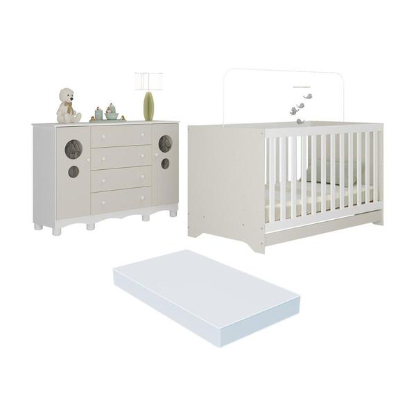 Berço Americano 3 Em 1 Com Colchão Incluso E Cômoda 2 Portas