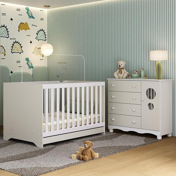 Berço Americano 3 Em 1 Com Cômoda 1 Porta 4 Gavetas Suspiro M