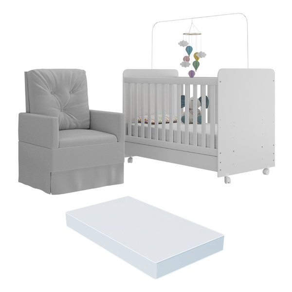 Berço Americano 3x1 Com Colchão Incluso Poltrona De Amamentaç