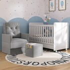 Berço Americano 3x1 Com Colchão, Poltrona Amamentação E Puff