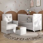 Berço Americano 3x1 Com Colchão, Poltrona Amamentação E Puff