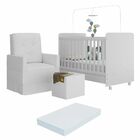 Berço Americano 3x1 Com Colchão, Poltrona Amamentação E Puff