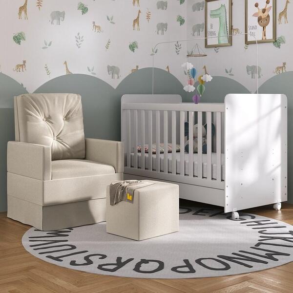 Berço Americano 3x1 Com Poltrona De Amamentação E Puff Pimpol