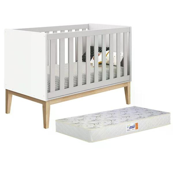 Berço Americano Classic Com Pés Madeira Natural E Colchão D18