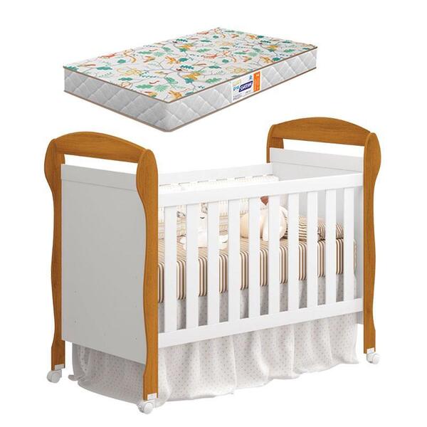 Berço Americano Danny Branco Acetinado Savana Com Colchão Gaz