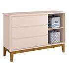 Berço Americano E Cômoda New Classic Rosa Com Pés Madeira E C