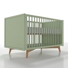 Berço Americano Em Mdf Grade Fixa Zen Verde