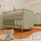 Berço Americano Em Mdf Grade Fixa Zen Verde