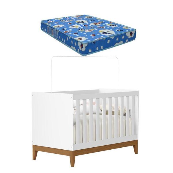 Berço Americano Flip Branco Acetinado Com Colchão Ortobom- Re