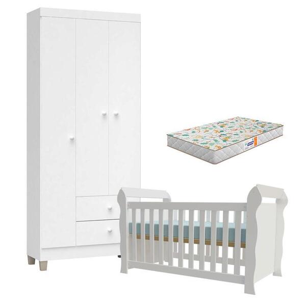 Berço Americano Lara Com Colchão Gazin E Guarda Roupa Ternura