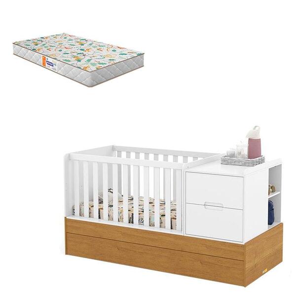 Berço Americano Multifuncional Formare Branco Freijó Com Colc