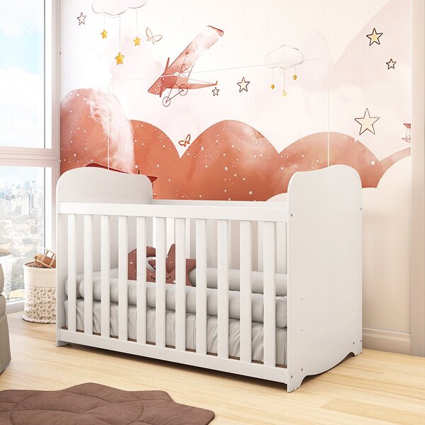 Berço Americano Simples 100% Mdf Mimo Branco Brilho