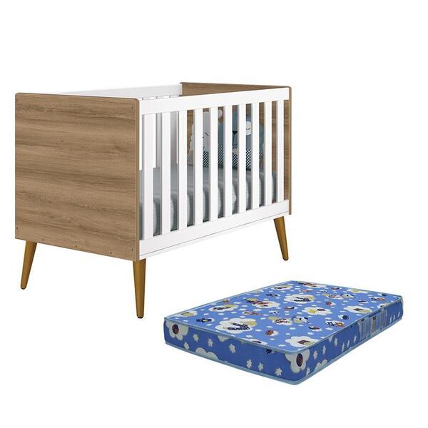 Berço Americano Theo Pés Amadeirado Com Colchão D18 - Reller