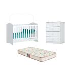 Berço Bala De Menta E Cômoda Labirinto Branco E Colchão - Fde