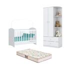 Berço Bala De Menta E Guarda Roupa Labirinto Branco E Colchão