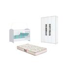 Berço Bala De Menta E Guarda Roupa Pula Pula Branco E Colchão