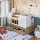 Berço Cama Multifuncional Com 2 Gavetões Malu Aveiro Oak/bran