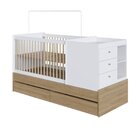 Berço Cama Multifuncional Com 2 Gavetões Malu Aveiro Oak/bran