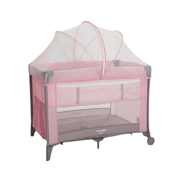 Berço Cercado Portátil Para Bebê Sleep Até 18kgs Rosa Voyage