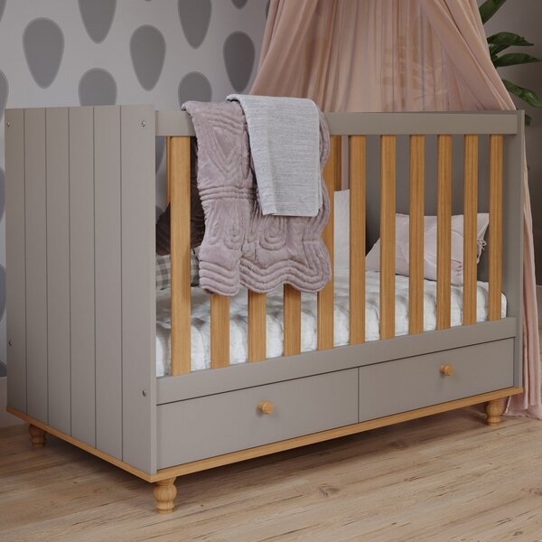 Berço Com 2 Gavetas Picolé Espresso Móveis  Fendi/nature