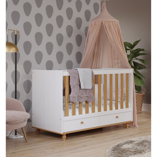 Berço Com 2 Gavetas Picolé Espresso Móveis Branco/nature