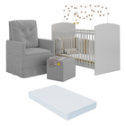 Berço Com Colchão Incluso Poltrona De Amamentação E Puff Olaf