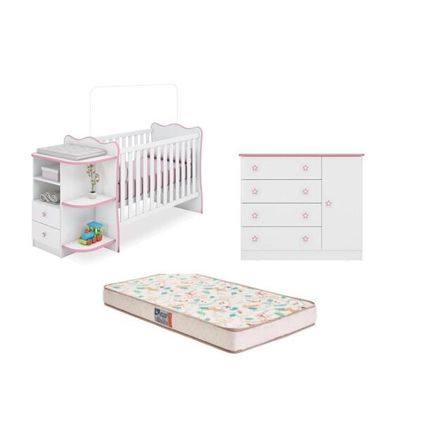 Berço Com Cômoda Doce Sonho Com Colchão Gazin E Comoda Sapate