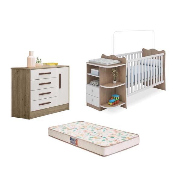 Berço Com Cômoda Doce Sonho Com Colchão Gazin E Comoda Sapate