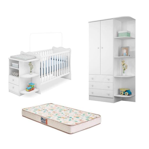 Berço Com Cômoda Doce Sonho Com Colchão Gazin Guarda Roupa In