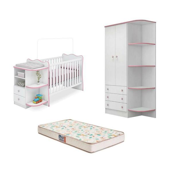 Berço Com Cômoda Doce Sonho Com Colchão Gazin Guarda Roupa In