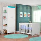 Berço Com Guarda Roupas Azul Amore Estrela