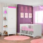 Berço Com Guarda Roupas Rosa Amore Estrela