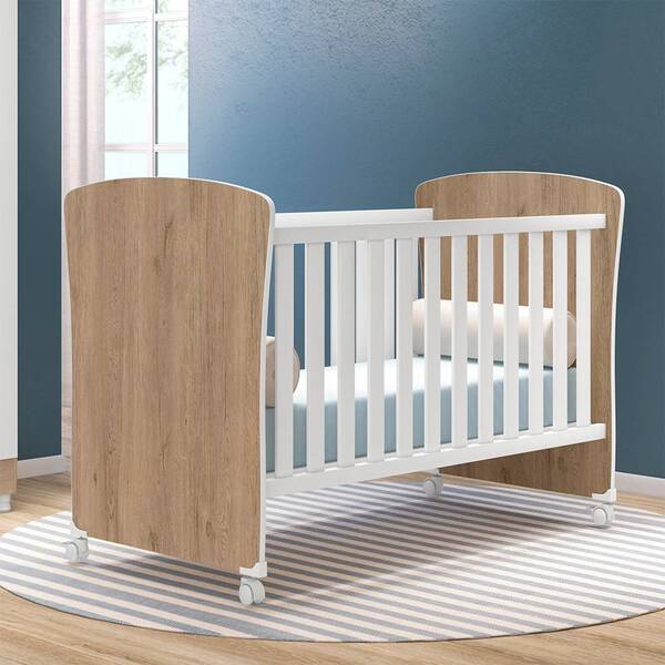 Berço Com Mini Cama Mágica Carvalho Branco Tana Decor