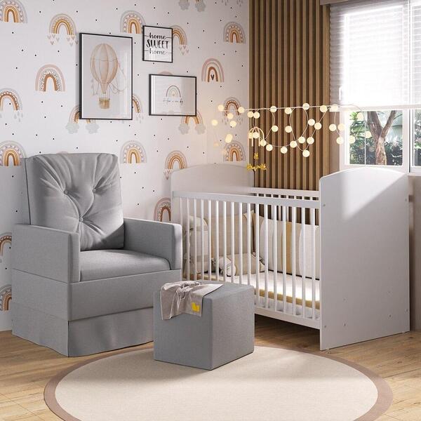 Berço Com Poltrona De Amamentação E Puff Ana Lívia Multimóvei