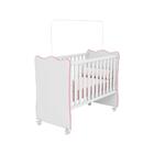 Berço Com Rodízios Doce Sonho Branco/rosa - Qmovi