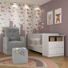 Berço Cômoda Com Colchão, Poltrona De Amamentação E Puff Meu