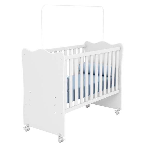 Berço De Bebê Com Rodízios E Suporte De Mosqueteiro Branco