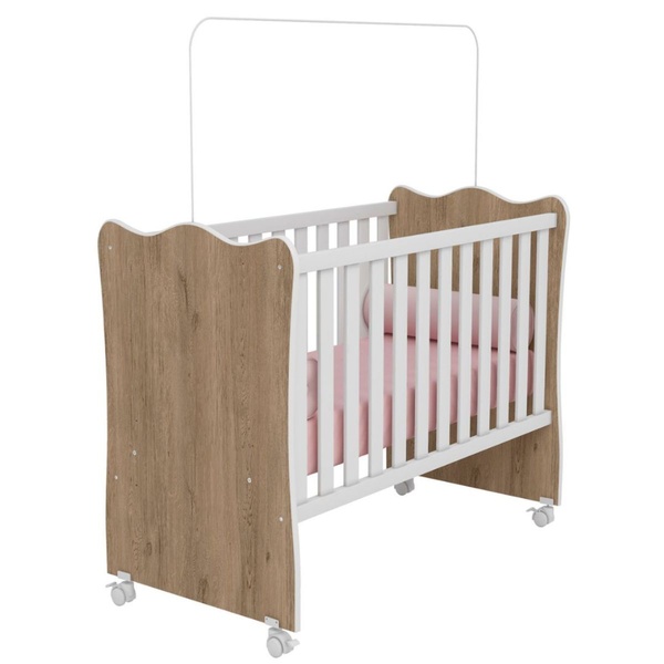 Berço De Bebê Com Rodízios E Suporte De Mosqueteiro Branco Ca