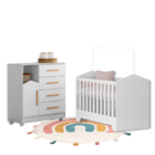 Berço E Minicama Com Cômoda Mdf Quarto Menina Menino Mordeno