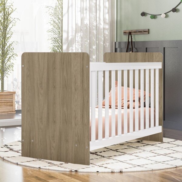 Berço Em Mdf Com Grade Fixa Labirinto Rústico/branco