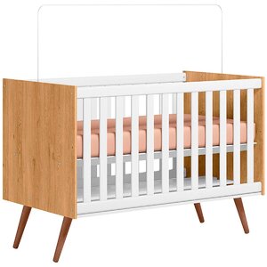 Foto de Berço Infantil Mini Cama Mdp/mdf Magia Freijó/branco Acetinado