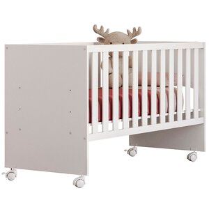 Foto de Berço Infantil Reto Com Rodizíos Mdp Doce Mel Branco