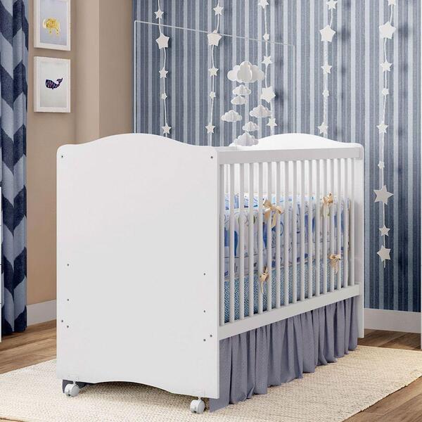 Berço Infantil Simples Com Rodízios Satriani Branco