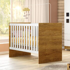Berço Life Branco Com Madeirado Ipê Em Mdf Com Colchão Tigus
